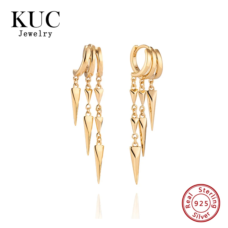 

Luxury Unique Trendy 925 Sterling Silver 18k Gold Plated Fine Jewelry Triple Tassel Drop Earrings For Women Daily Wear