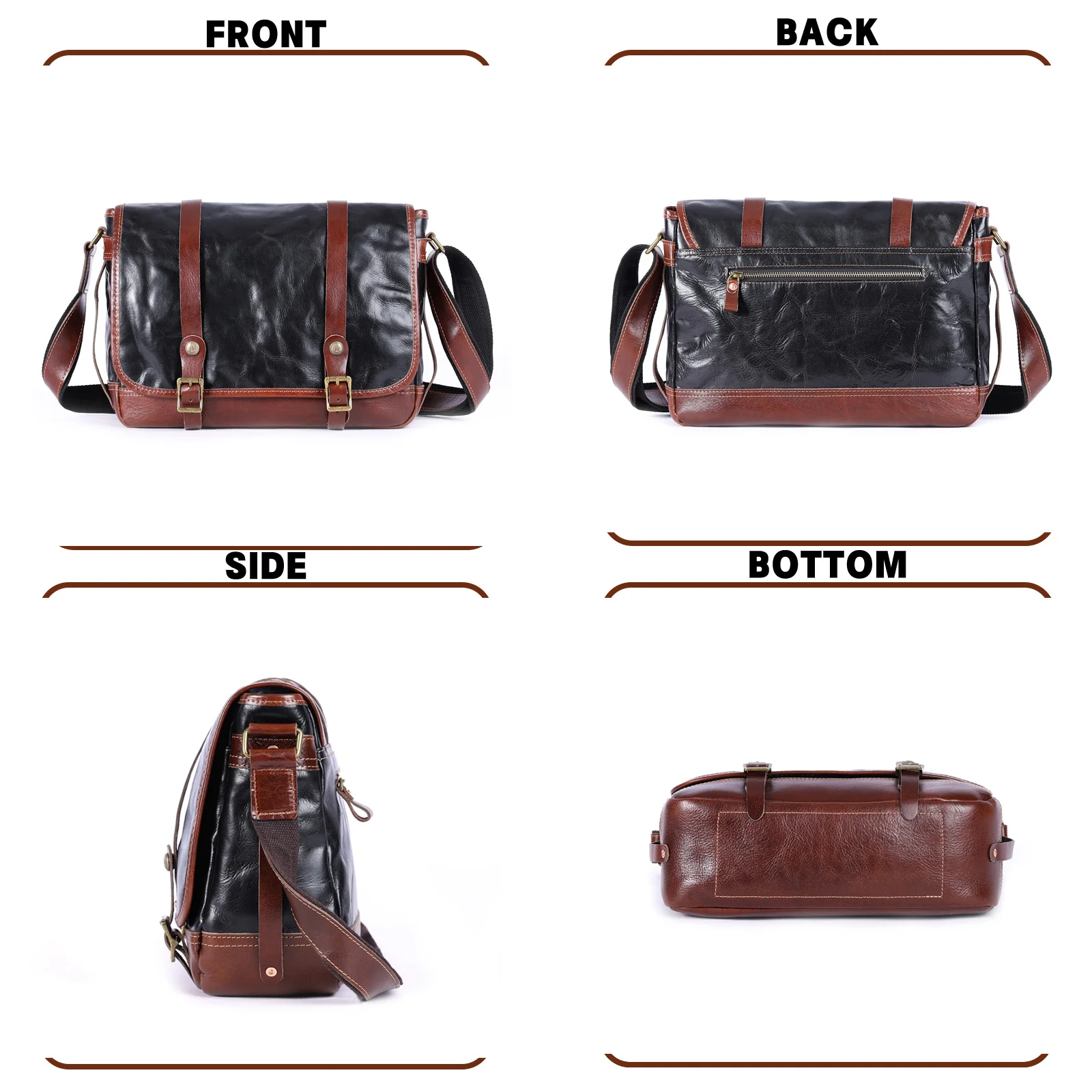 S.WORKER Vintage Echtleder Herren-Umhängetasche Crossbody-Taschen Crazy Horse Rindsleder Schultertasche Top-Layer Mode – Detail 6