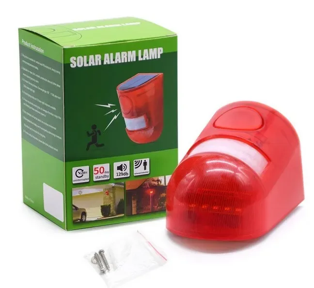 Solar Alarm Strobe Light With Remote & Motion Sensor – 129dB Siren, IP65 Waterproof, For Villa, Barn, Yard