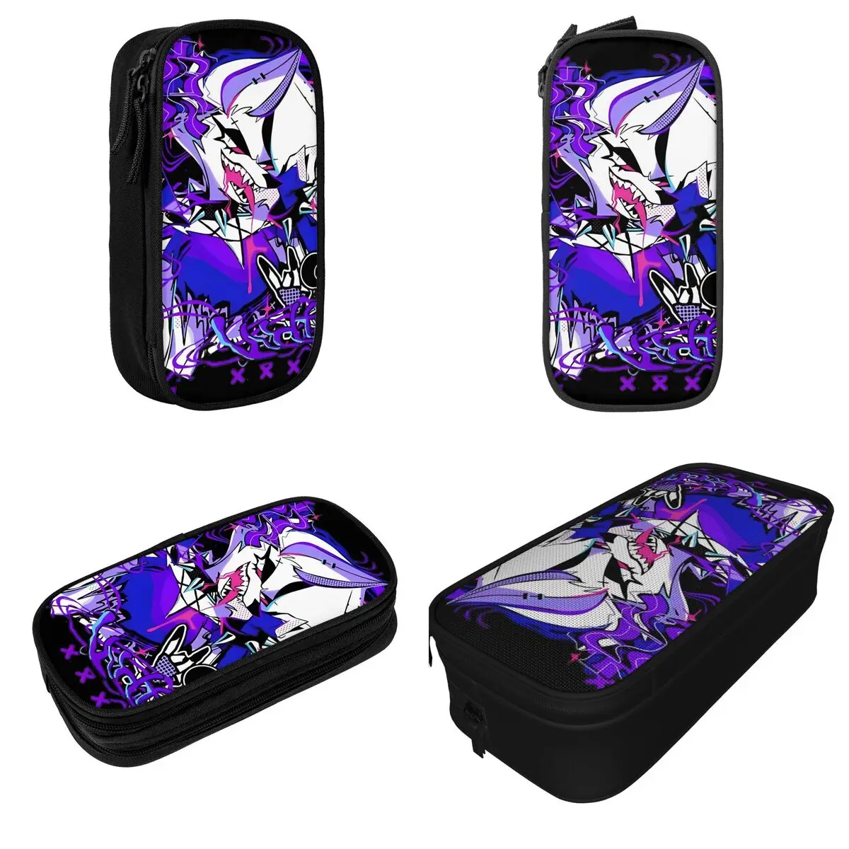 Imagem -02 - Desenhos Animados Helluva Boss Anime Lápis Case Lápis de Comédia Preto Pen Box para Estudante Grande Bolsa de Armazenamento Acessórios para Presentes Escolares