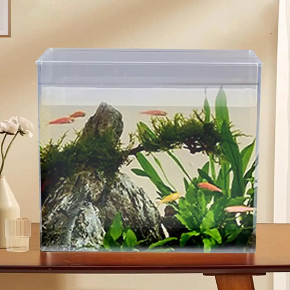 

Non-slip Base Fish Tank Transparent Fish Tank 360 Degree Viewing Betta Fish Tank Aquarium for Study Room Office Decor
