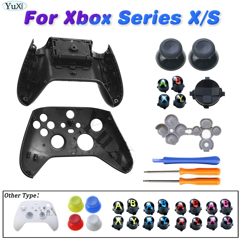 

Housing Shell Case For XBox Series X S Controller With ABXY Dpad Key 3D Thumbstick Button Silicone Conductive Film Grips Kit