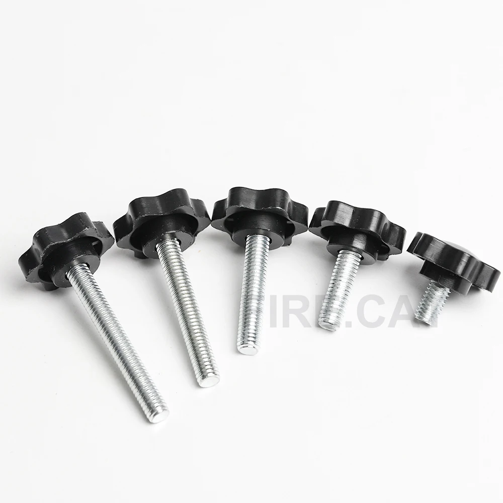 M4 M5 M6 M8 M10 M12 Plastic Manual Thumb Screws 2/5/10 Pcs Black Bakelite Handle Trimmer Clamping Knobs Grip Screw Length 8-40mm