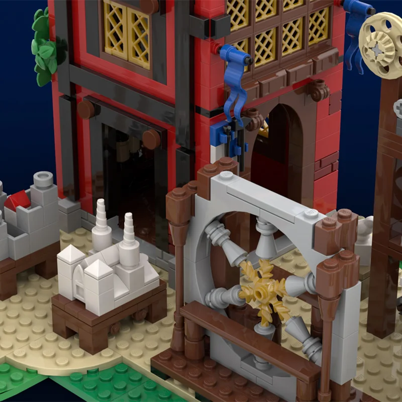 Bloques de construcción escolares MOC de Stonemasons medievales, 1187 Uds., bricolaje, castillo Modular, taller, arquitectura histórica creativa, juguete para niños