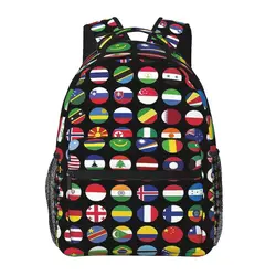 Flags Of The World Backpacks Boys Girls Bookbag Children School Bags Cartoon Travel Rucksack Shoulder Bag Large Capacity