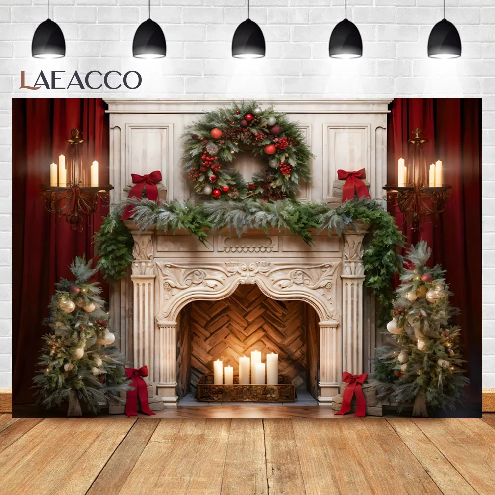 Laeacco Christmas Backdrop For Photography Light Pine Tree Window New Year Party Decor Photography Background For Photo Studio