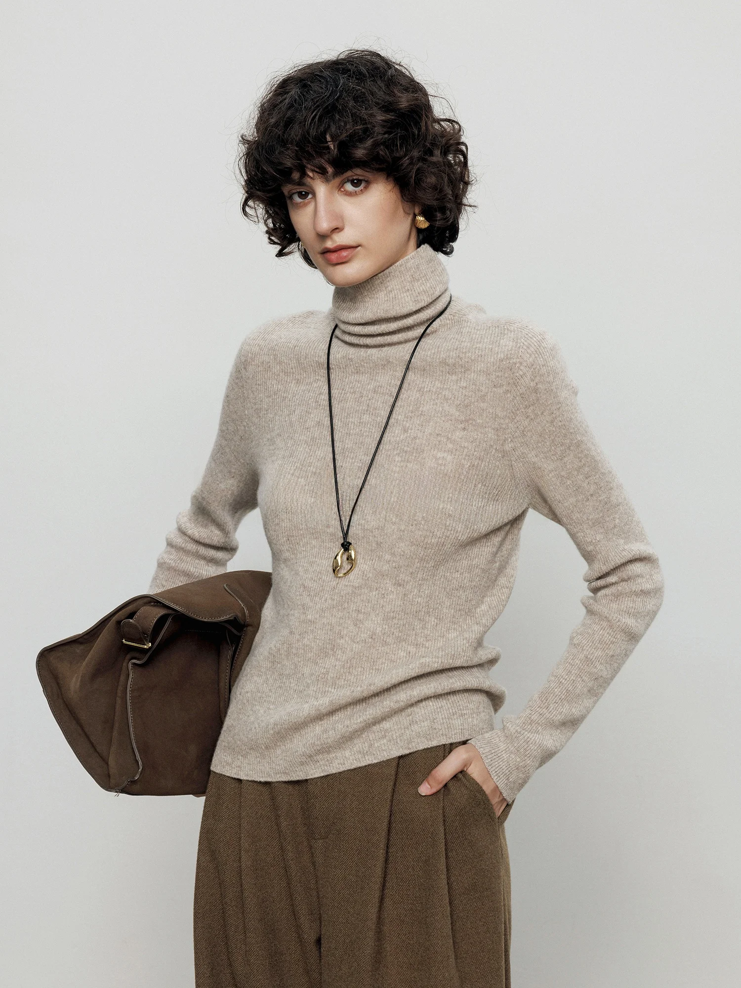 

Женская шерстяная трикотажная кофта Maiher00: облегающая, повседневная, с длинным рукавом, высоким воротником, однотонная, для осени и зимы