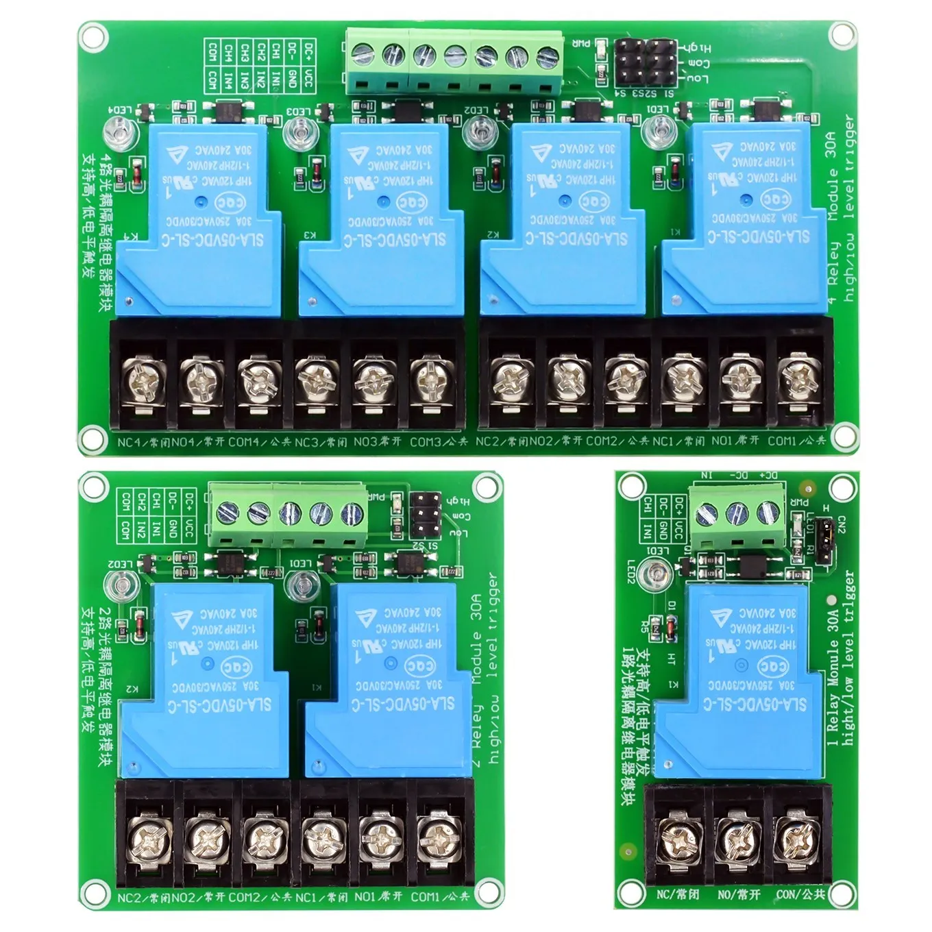 1 2 4 Channel Relay Module 5V 30A High And Low Level Trigger PLC Automatic Control Module Without Guide Rail For Smart Home