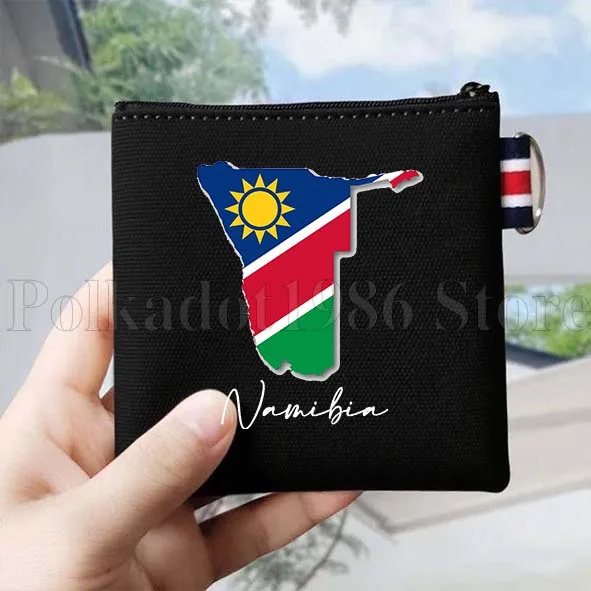 ناميبيا خريطة البلد العلم فتاة ناميبيا أفريقيا لطيف الهدايا قماش محفظة نسائية للعملات المعدنية حقيبة مفتاح أحمر الشفاه السفر تخزين حافظة للبطاقات حقيبة المحفظة