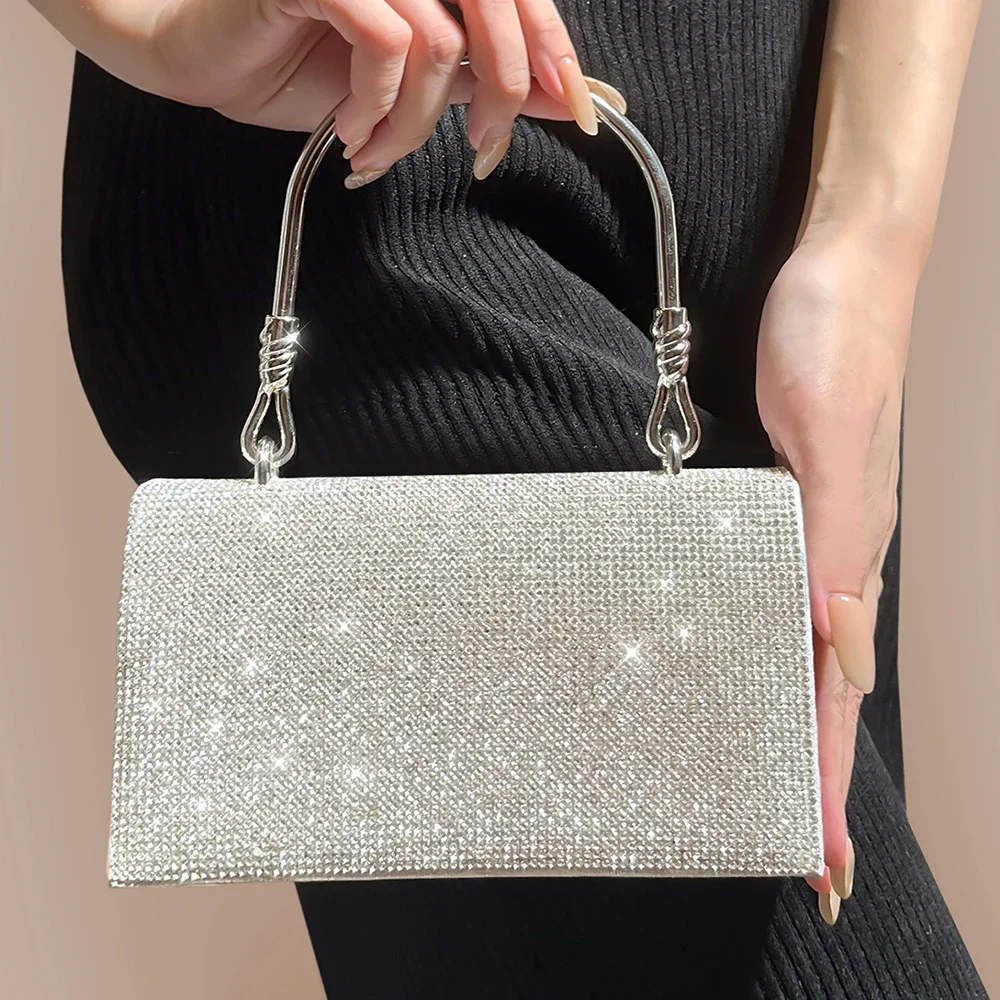

Glitter Shining Banquet Handbags Female Evening Purse Chain Shoulder Bags Luxury Rhinestone Clutch Top Handle Bolsos Para Mujer