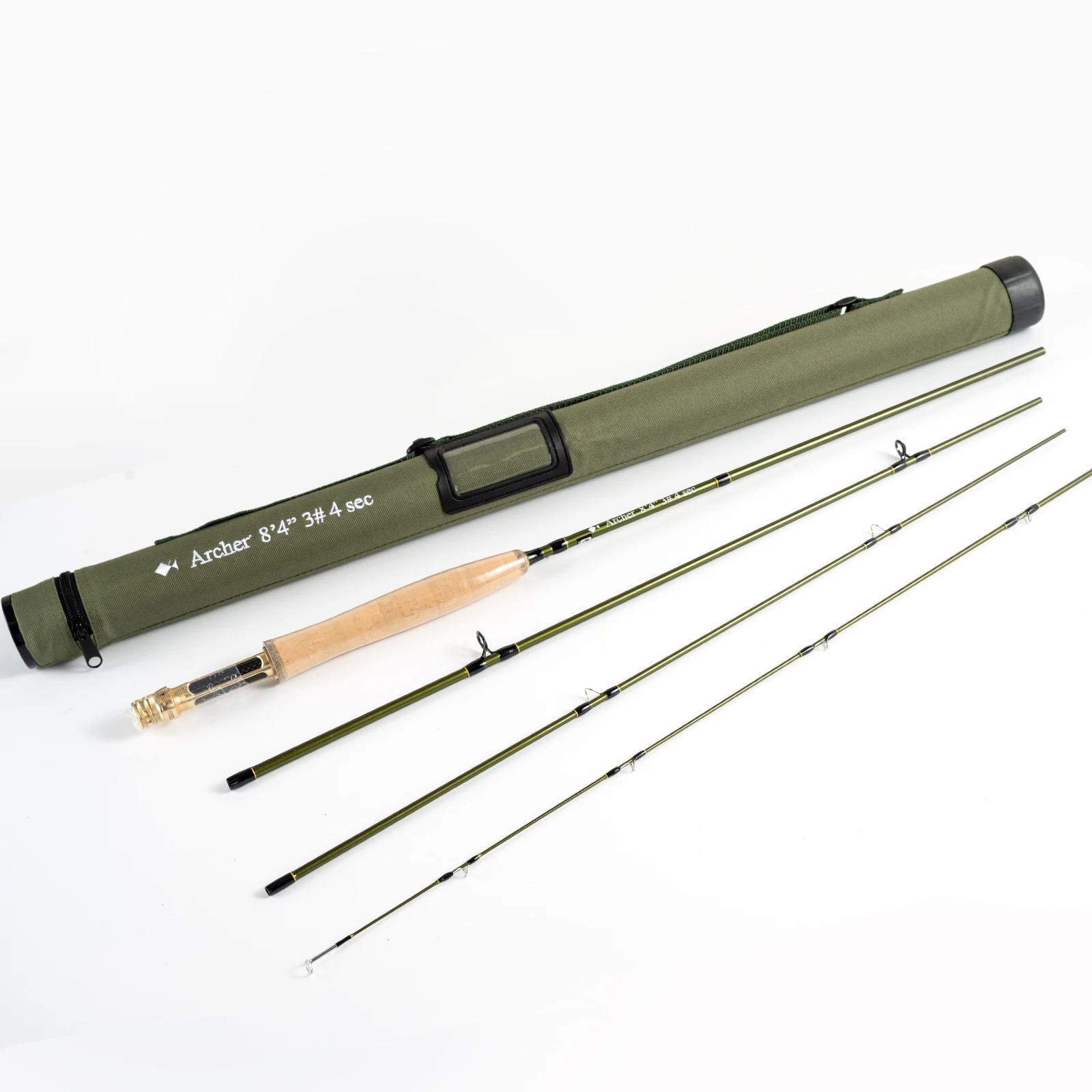 8'4'' 3WT 4Pieces Carbon Archer Fly Fishing Rod & 3/4WT Silver Yellow Reel Combo Green Fly Rod Graphite 10 / 36T Carbon Fiber