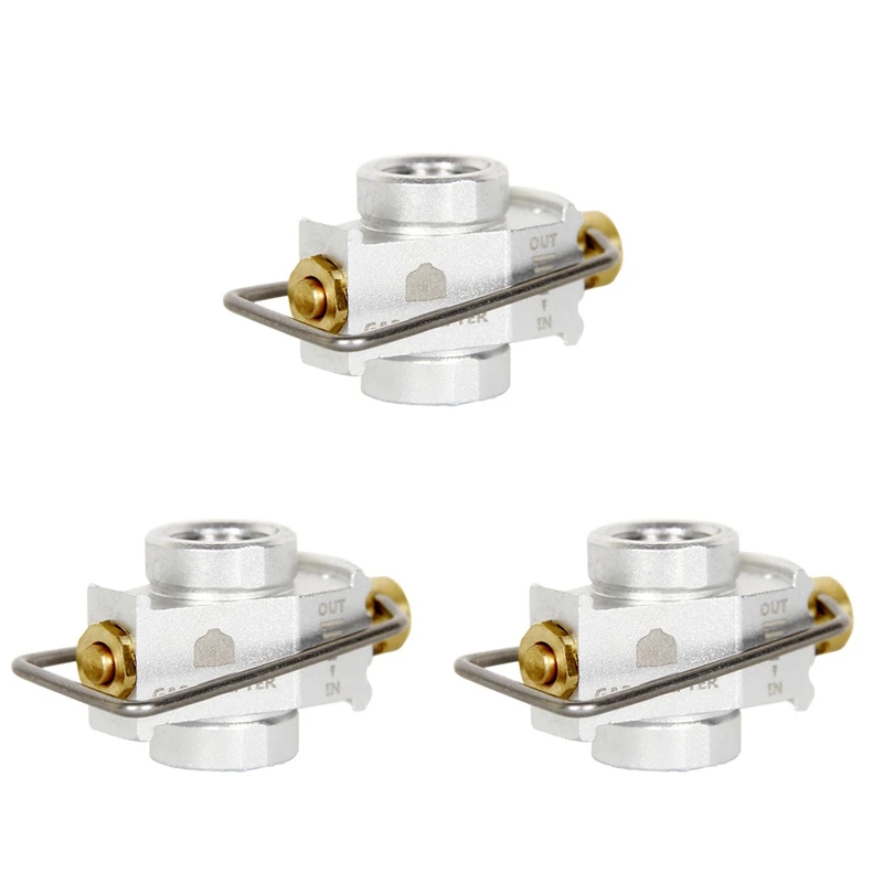 

3X Camping Gas Saver Plus Gas Converter Shifter Refill Flat Tank Conversion Adapter Camping Gas Adapter Valve,Silver