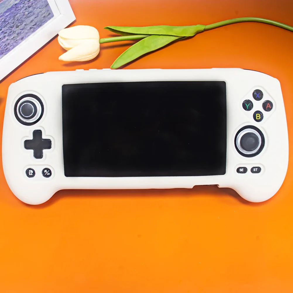 وحدة التحكم في الألعاب حافظة من السيليكون الناعم غطاء حماية مقاوم للسقوط والصدمات + واقي شاشة عالي الدقة 9H لهاتف ANBERNIC RG556