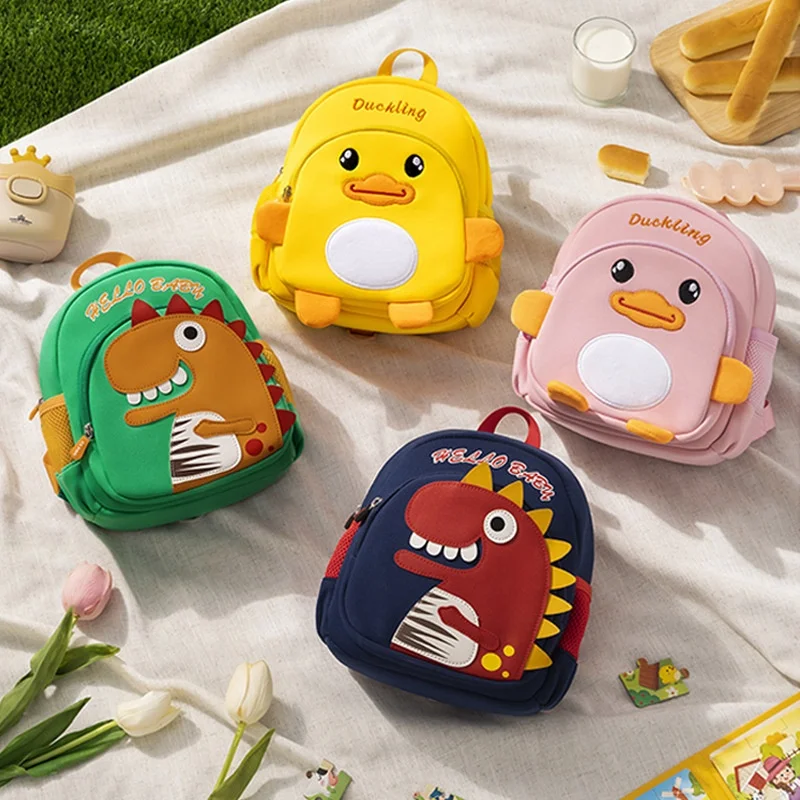 Mochila de jardín de infantes para niños y niñas, bolsa de pato amarillo, mochila de dibujos animados para niños de 3 a 6 años, mochila de tracción con ventilación