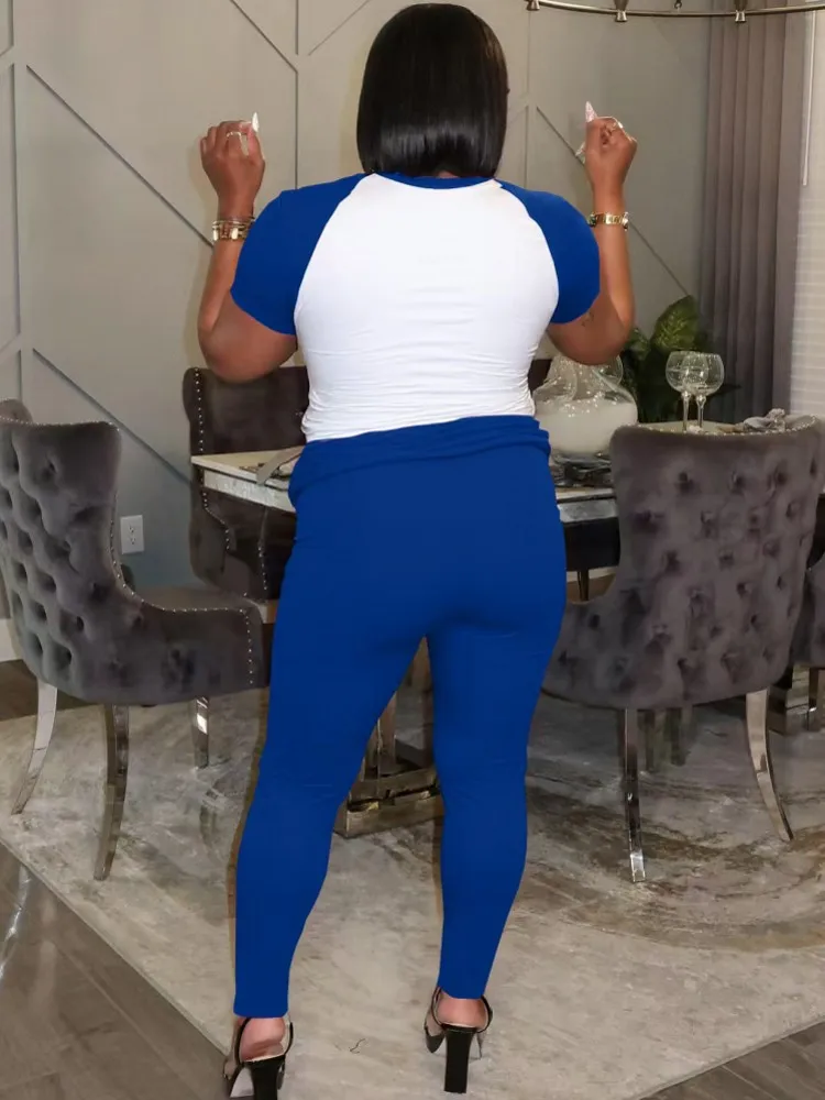 L-4XL Plus Size Clothes Sets For Women's Clothing Two Piece Set Casual Solid Short Sleeve Top And Pants Set Fashion Clothing