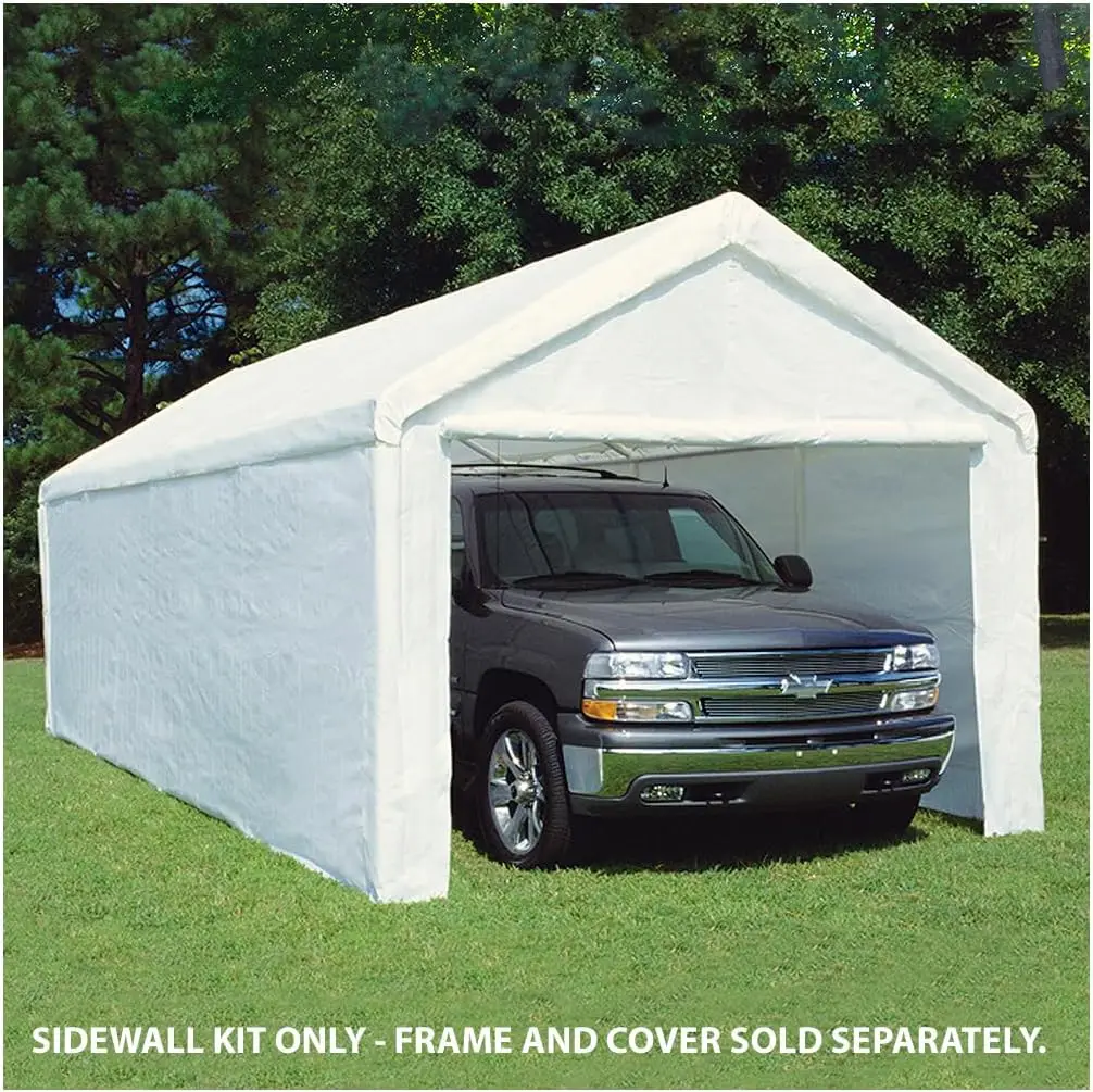 

10ft x 20ft Canopy Enclosure Sidewall Kit w/Flaps, 2 Solid Sides, 2 Zippered Ends, 50 Ball Bungees, 180 GSM polyethylene, Fit