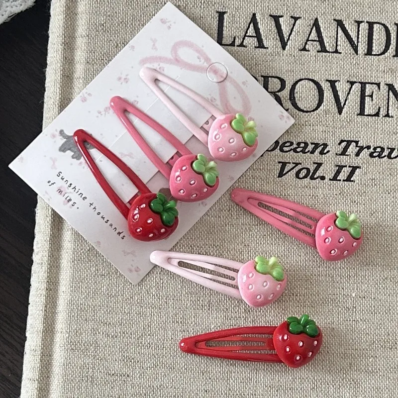 

3pcs/set Cute Cartoon Strawberry BB Clip for Side Bangs Ins Style Girly Fruit Hair Clip Pink Kawaii Snap Clips for Kids Girls