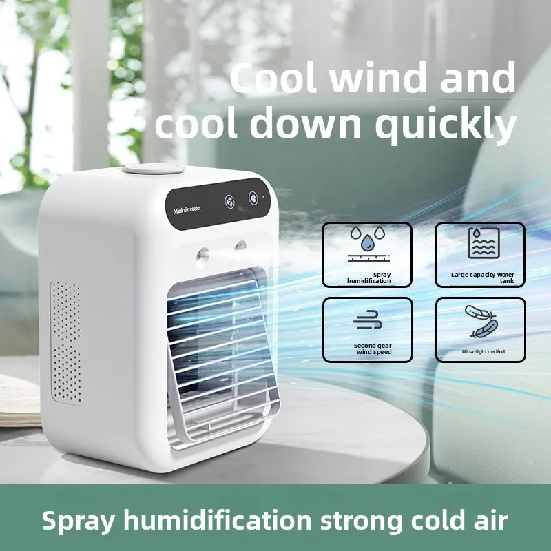 

2025 Desktop Air Cooler Personal Portable Fan with 2-Speeds Evaporative Air Cooler with 0.5L Water Tank Portable Cooler Fan for