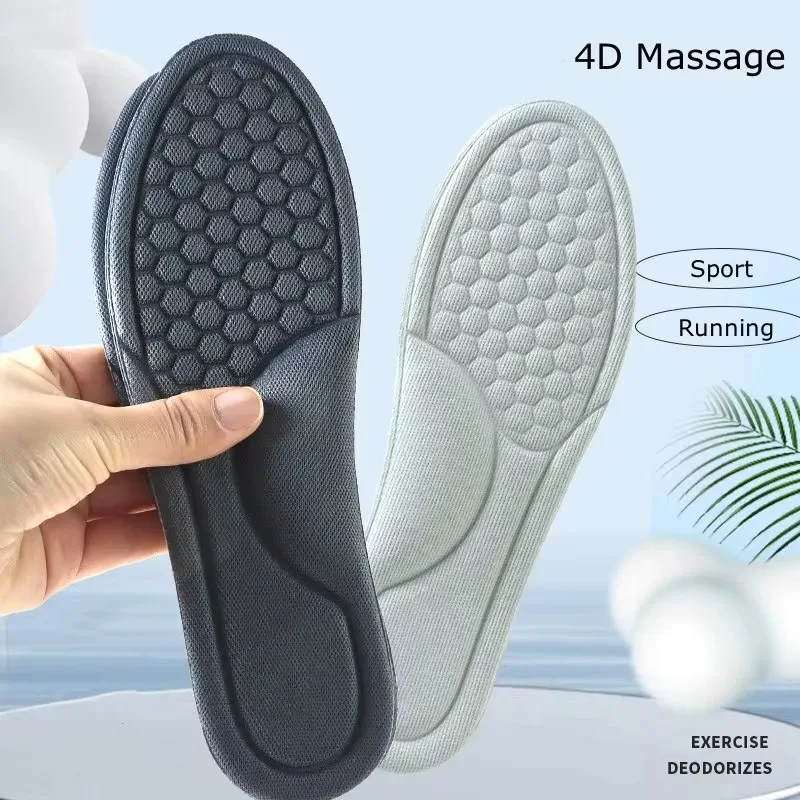 1Pair Sport Running Shoes Insoles Sweat-Absorbing Breathable Deodorisation Insole Feet Growing Sole Nano Sponge Massage Shoe Pad