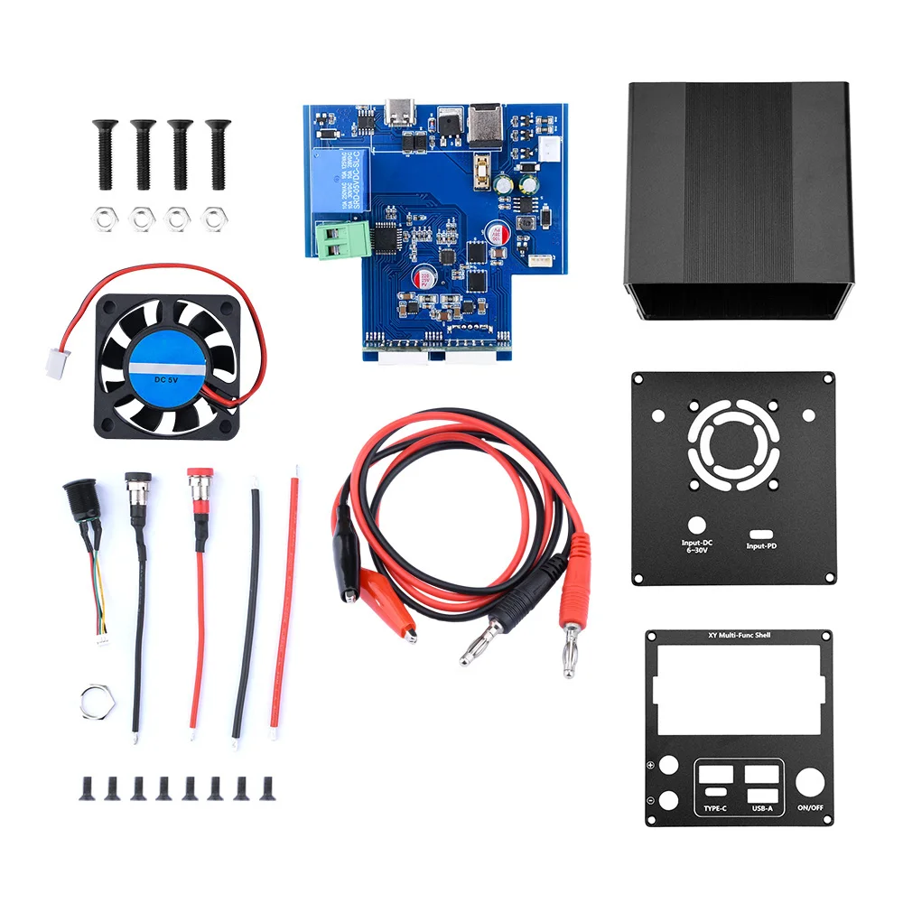 Aluminum Alloy Housing DIY Kit DC Buck Boost Converter CC CV Power Module with Full Protocol PD Fast Charging Type-C Port