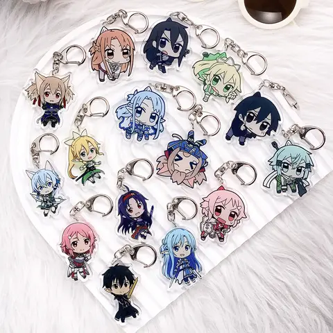 Personaggi anime Sword Art Online Portachiavi per auto in acrilico Accessori Borsa Fascino Zaino creativo Portachiavi con ciondolo Regali per gli amici