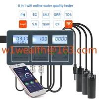 Smart Tuya Wifi 8 in 1 Salinity Meter ph Meter with Data Logger Function for Landscaping, Hydroponic Plants