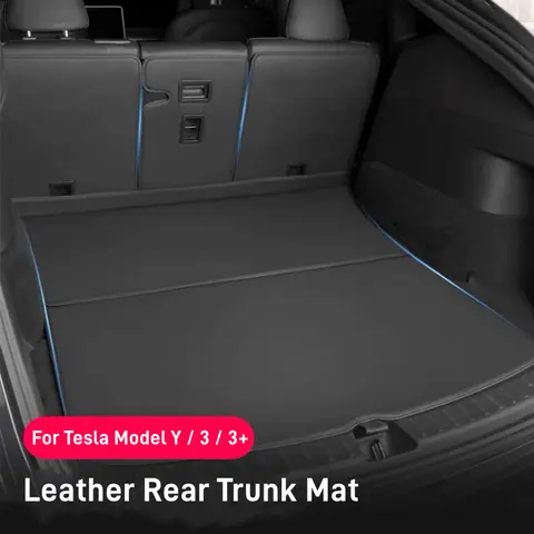 Tapis de coffre en cuir pour Tesla modèle Y modèle 3 2017 – 2024, protection arrière du siège arrière, doublure tous temps, coussinet Anti-coup de pied pour animaux de compagnie