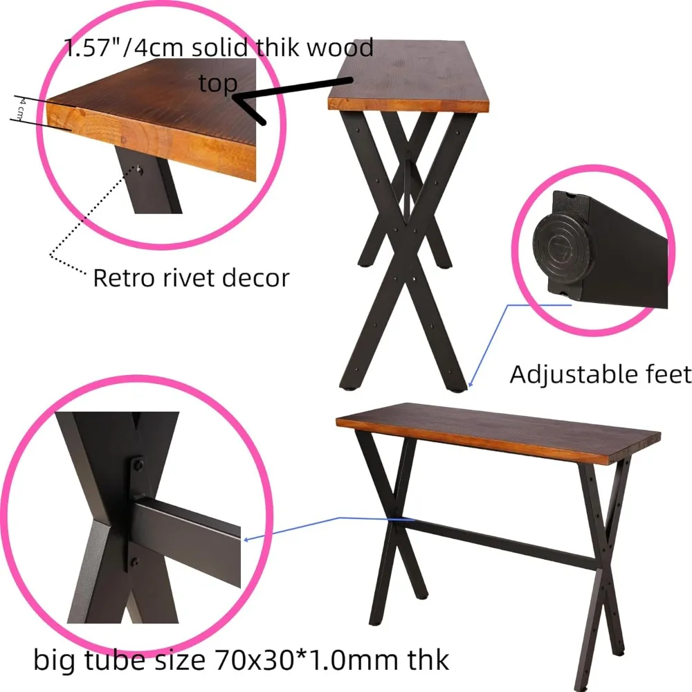 طاولة كونسول صناعية، 41.3 طاولة بار عالية للمطبخ، غرفة المعيشة، بار القهوة، إطار معدني أسود، طاولة طعام، 47.2 #6