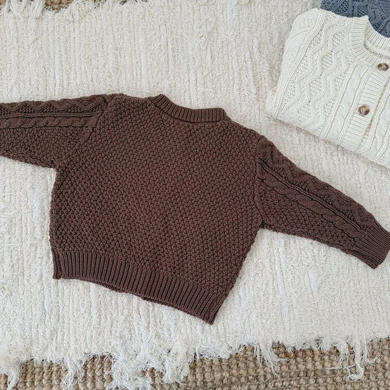 ربيع جديد 2026 على الطراز الكوري لحديثي الولادة والأولاد والبنات سترة معطف للأطفال الصغار سترة منسوجة معطف 0-3 سنوات ملابس أطفال #4