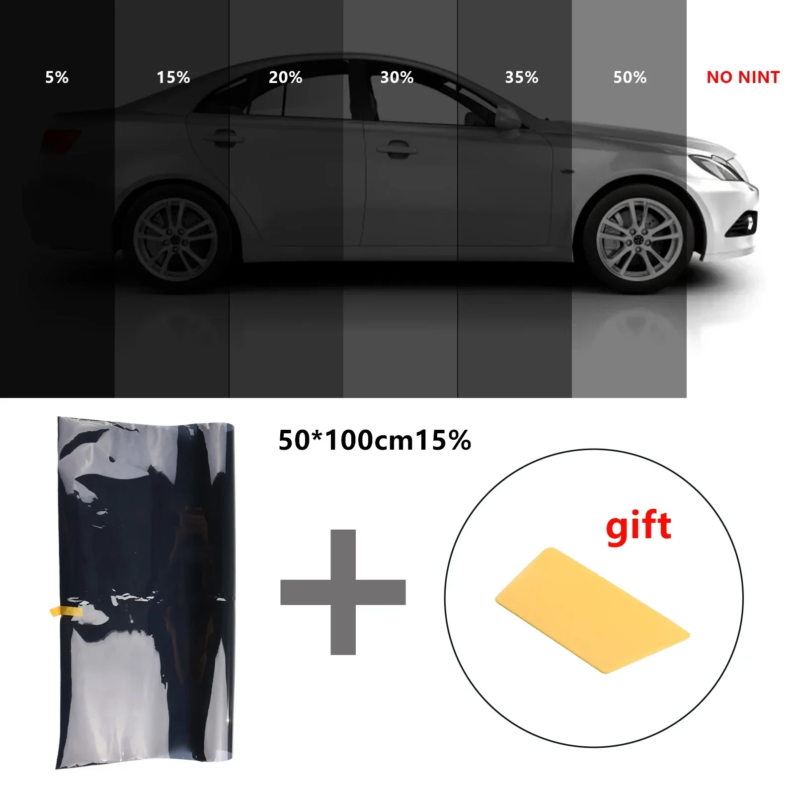 Get the complete kit to enhance your car experience with DARK SMOKE 15% CAR Casement TINT ROLL 1M x 50CM FILM and DTY TOOLS KIT