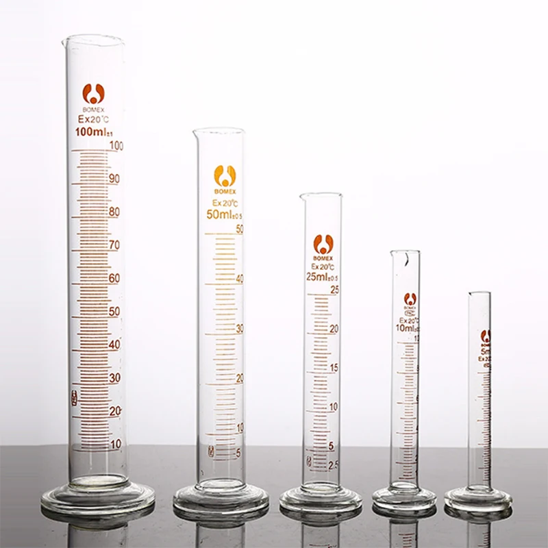 1Pcs Glass Graduated Measuring Cylinder 5ml 10ml 25ml 50ml 100ml Laboratory Volume Measure Cup for Science Chemical Work