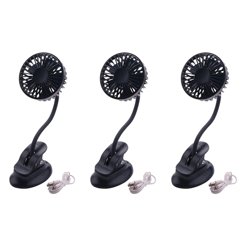A02M-3X Mini Clip Stroller Fan,3 Speeds Settings,Flexible Bendable Usb Rechargeable Battery Operated Quiet Desk Fan Navy Blue