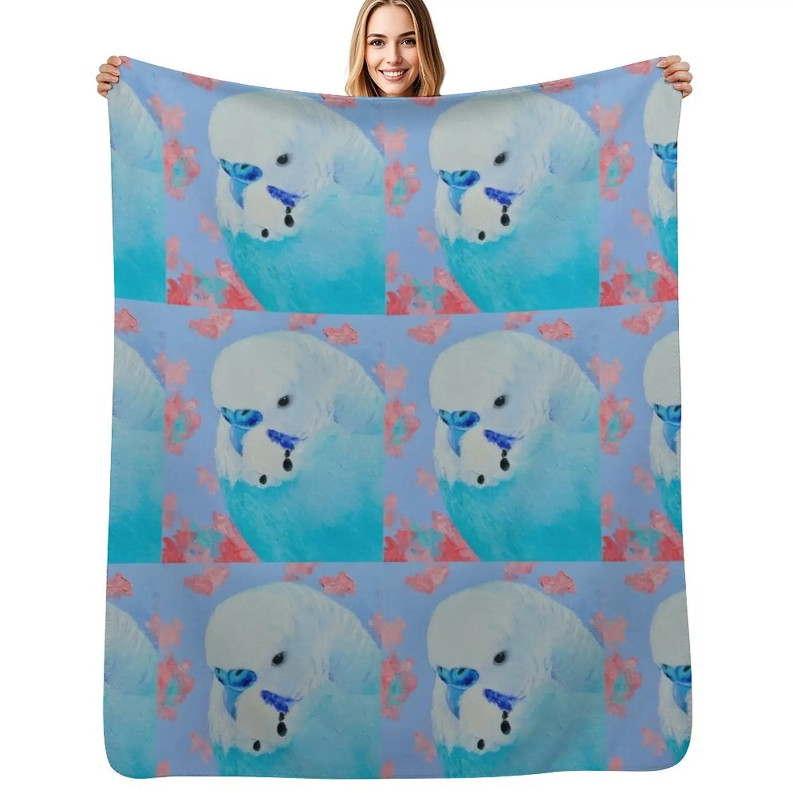 Blue Budgie Throw Blanket Beach Plaid on the sofa manga for sofa anime decorative Blankets