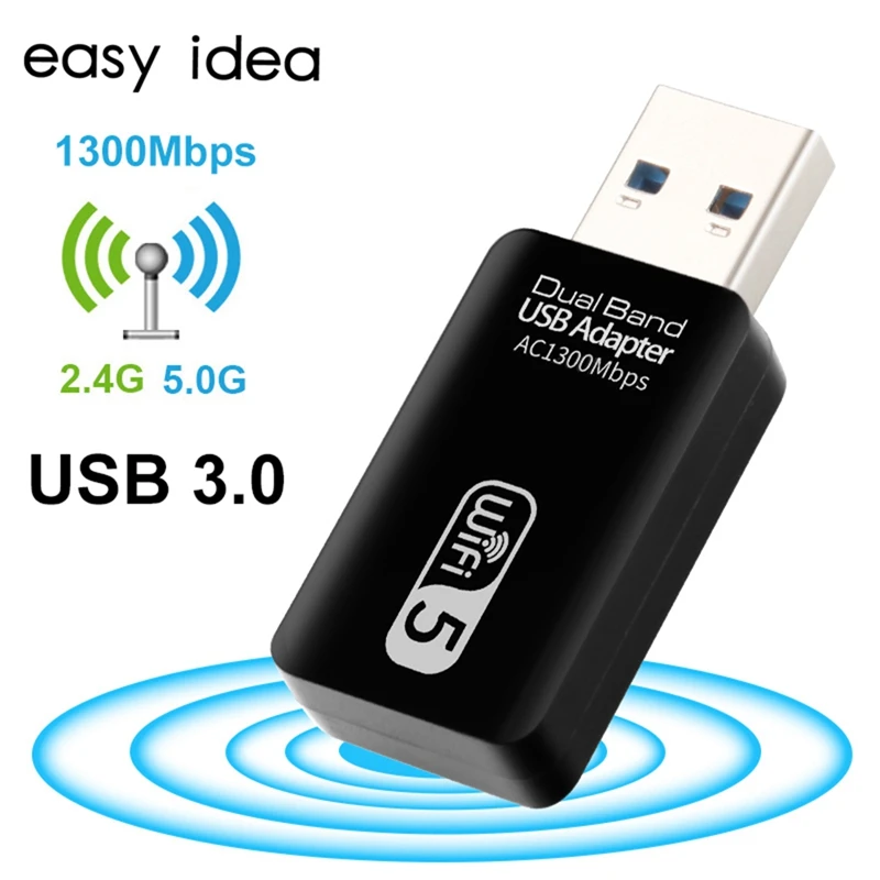 Adaptador USB Wifi, 5Ghz, Ac1300mbps, Banda Dupla, USB 3.0, Ethernet, 2.4G, Antena 5G WiFi