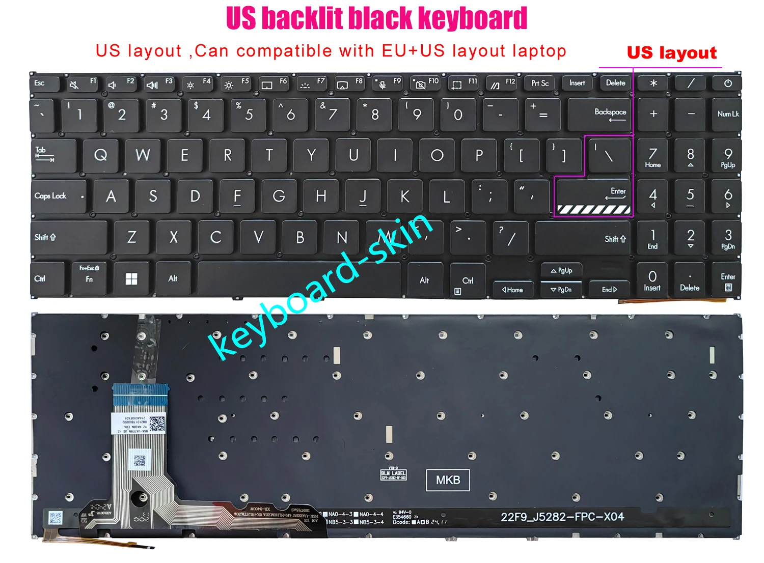 New Black US backlit Keyboard for ASUS Vivobook 16X K3604 K3605 15X K3504 M3504 S3504 E1504 laptop