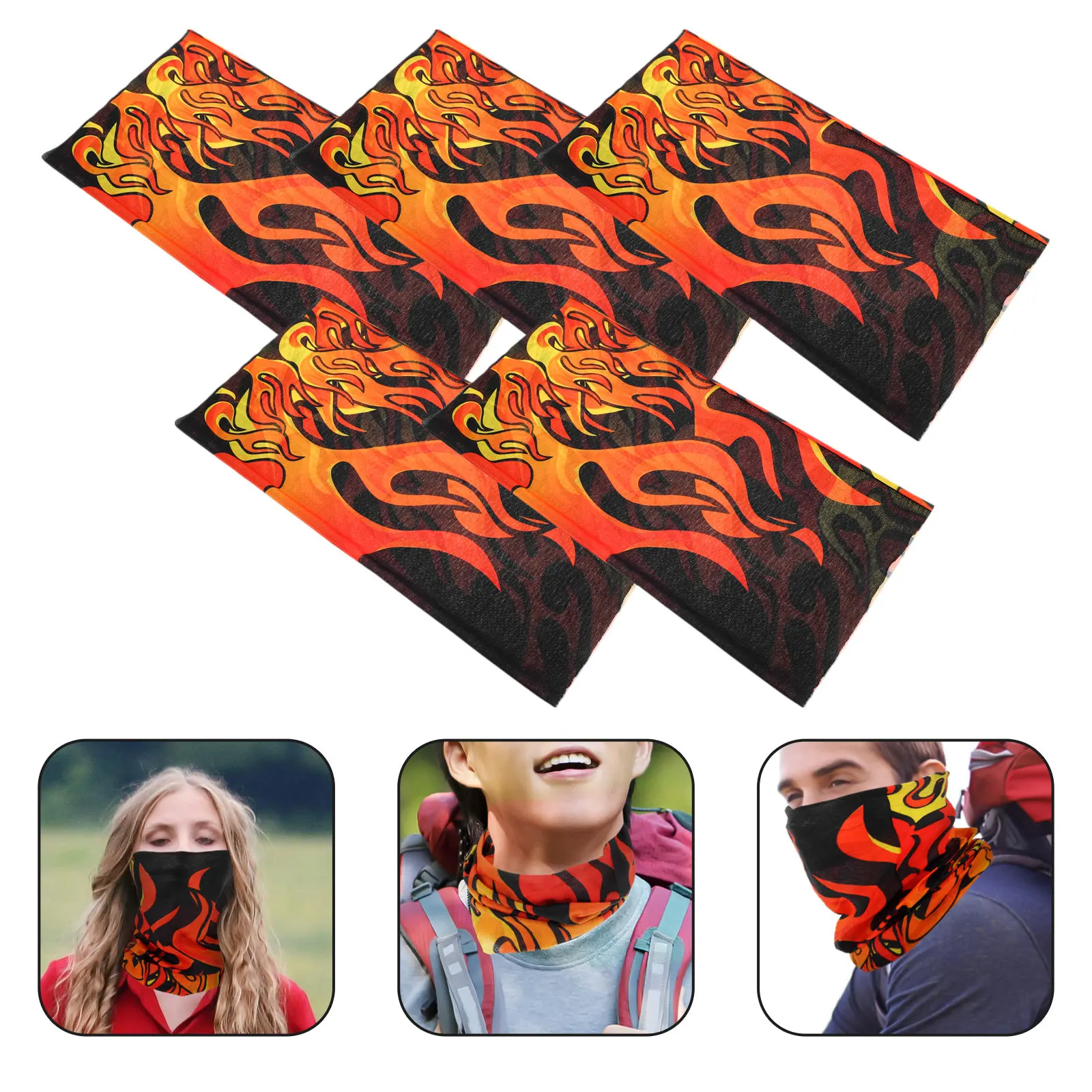 

5 шт. многофункциональные банданы-маски для лица и шеи для велоспорта, пеших прогулок, рыбалки, бега, защиты от ветра и солнца на открытом воздухе, унисекс