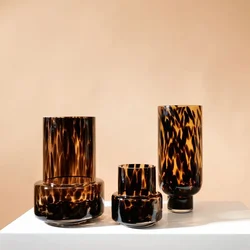 Leopard Print in Ancient Style Vases Creative High-grade Glass Vase Decoration Living Room Household Desktop Decoration Crafts