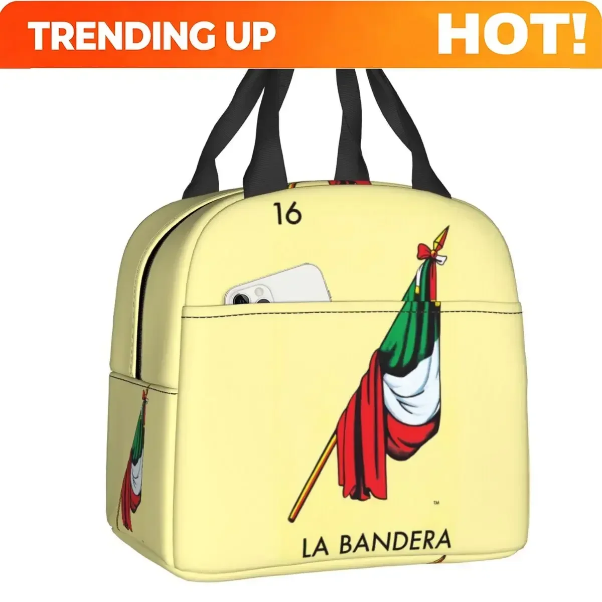 Custom Bag Custom Custom La Bandera Flag Loteria Card Mexican Bingo Lottery Thermal Insulated Lunch Bags Women Resuable Lunch To