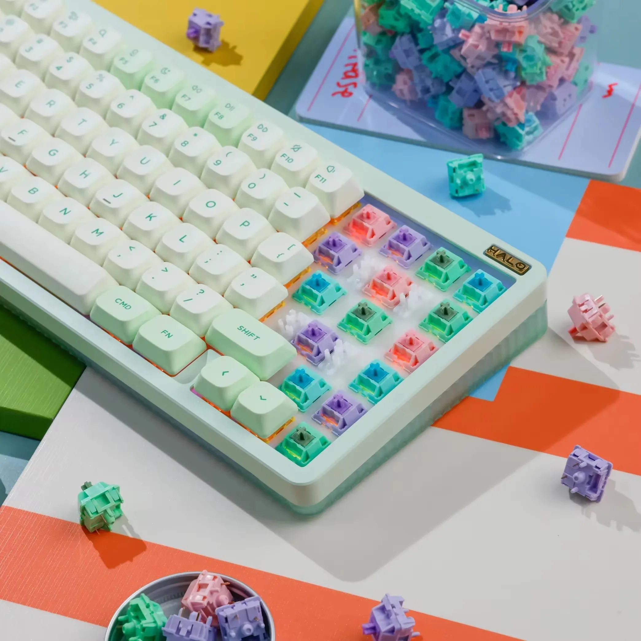 Zuoce-カラフルなマカロンスイッチ,hifiリニアスイッチ,メカニカルゲーミングキーボード,PCゲーマーアクセサリー,42g