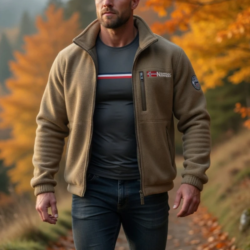 Herbst Warme Fleecejacke für Herren Dicke Beheizte Jacken Outdoor Stehkragen Winddichte Ski-Sweatshirt-Jacke Herren Winter Wanderjacke