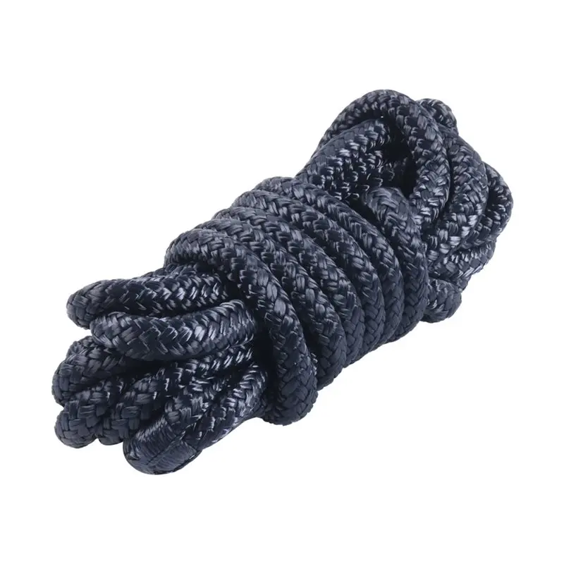 

A96E-Double Braided Nylon For Boat& Pontoon Dock Lines, 3/8" X 15' Black Pre-Splice With 12" Eyelet-For Boat Dock Line