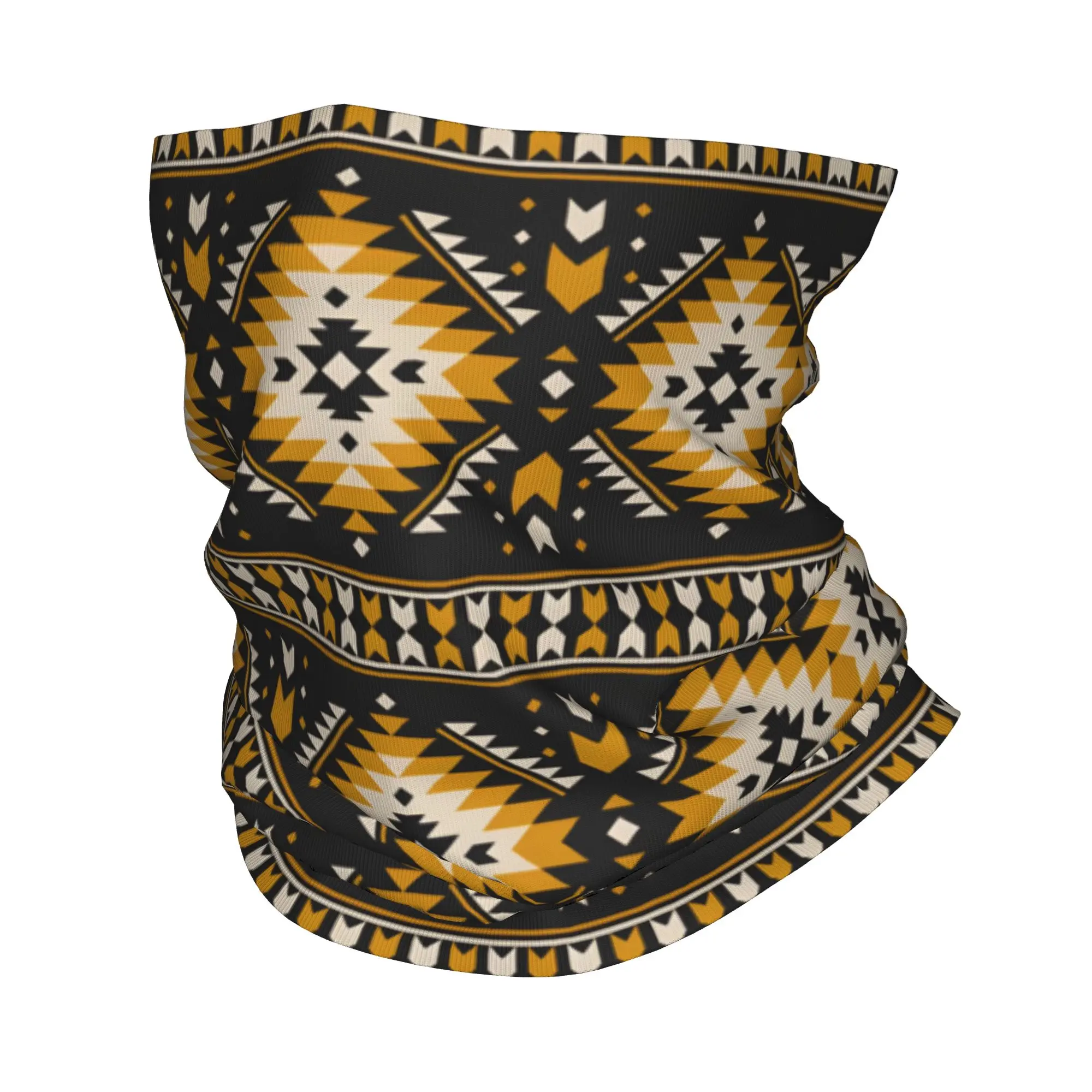 Custom Aztec Neck Gaiter Men Women Windproof Winter Ethnic Pattern Bandana Scarf for Hiking