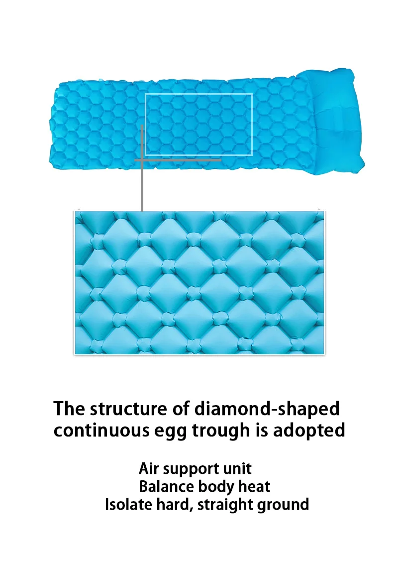 Ultra Lightweight Durable Self-Inflating Camping Air Mattress with Built-in Foot Pump Dampproof Sleeping Pad Type