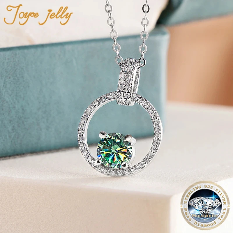 

JoyceJelly 1 Carat D Color Moissanite Necklace For Women 925 Sterling Silver Clavicle Chain Wedding Anniversary Luxury Jewelry