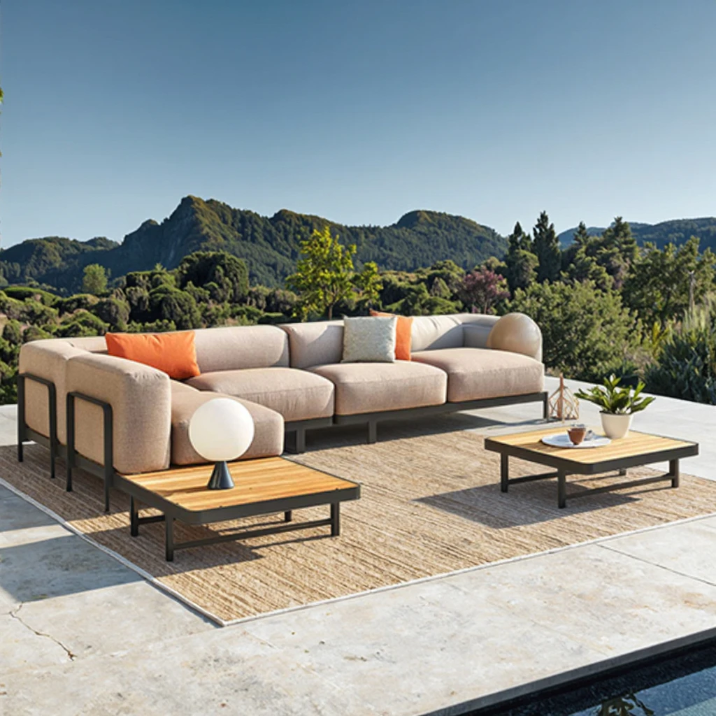 & Outdoor Patio Furniture Set Villa Outdoor Module Sofa Aluminum Fabric Sofa Set Furniture