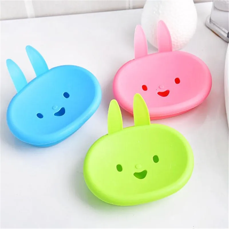 Cartoon Cute Bunny Soap Box Creative Fun Happy Colorful Animals Draining Soap Box Bathroom Accessories Portable Soap Box