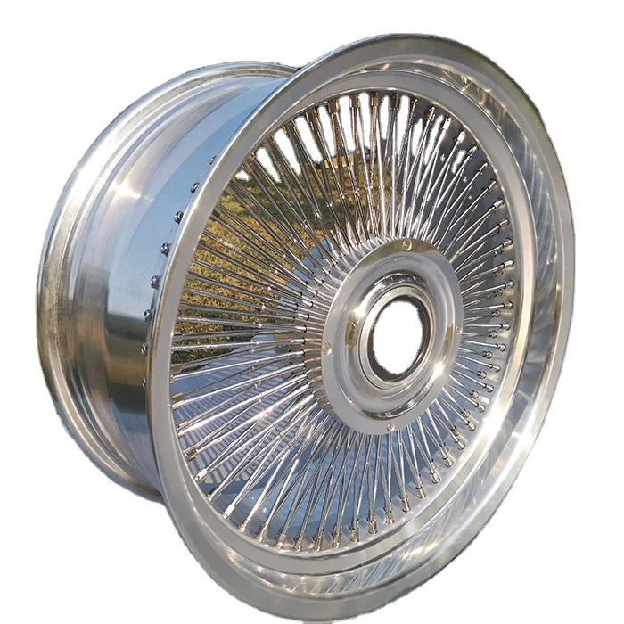

18 20 22 24 26 Inch Vintage Stainless Steel Car Wheels Rims ,cheap 150 Spoke Retro Wire Wheels Chrome for Sale