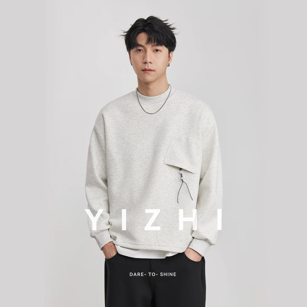 Men's Japanese Style Fake Two-Piece Hoodie Spring Loose Heavyweight 330g Top Fashion Drawstring Pocket Trendy Menswear