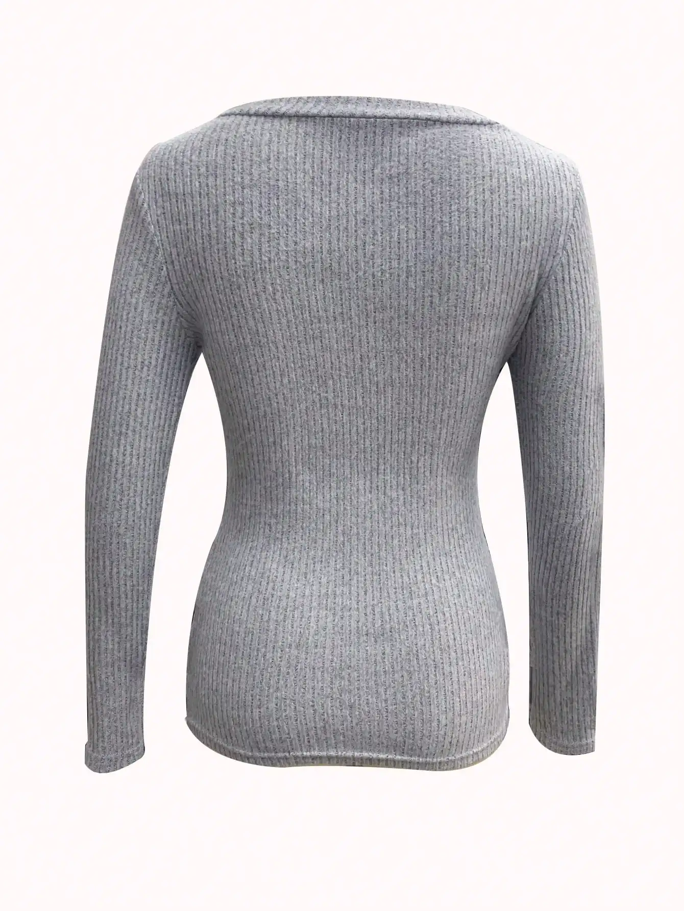 เสื้อยืดแขนยาวคอวีลึกสำหรับผู้หญิง เสื้อเข้ารูปเซ็กซี่สำหรับฤดูใบไม้ร่วง ใส่สบายและใส่ได้ทุกวัน