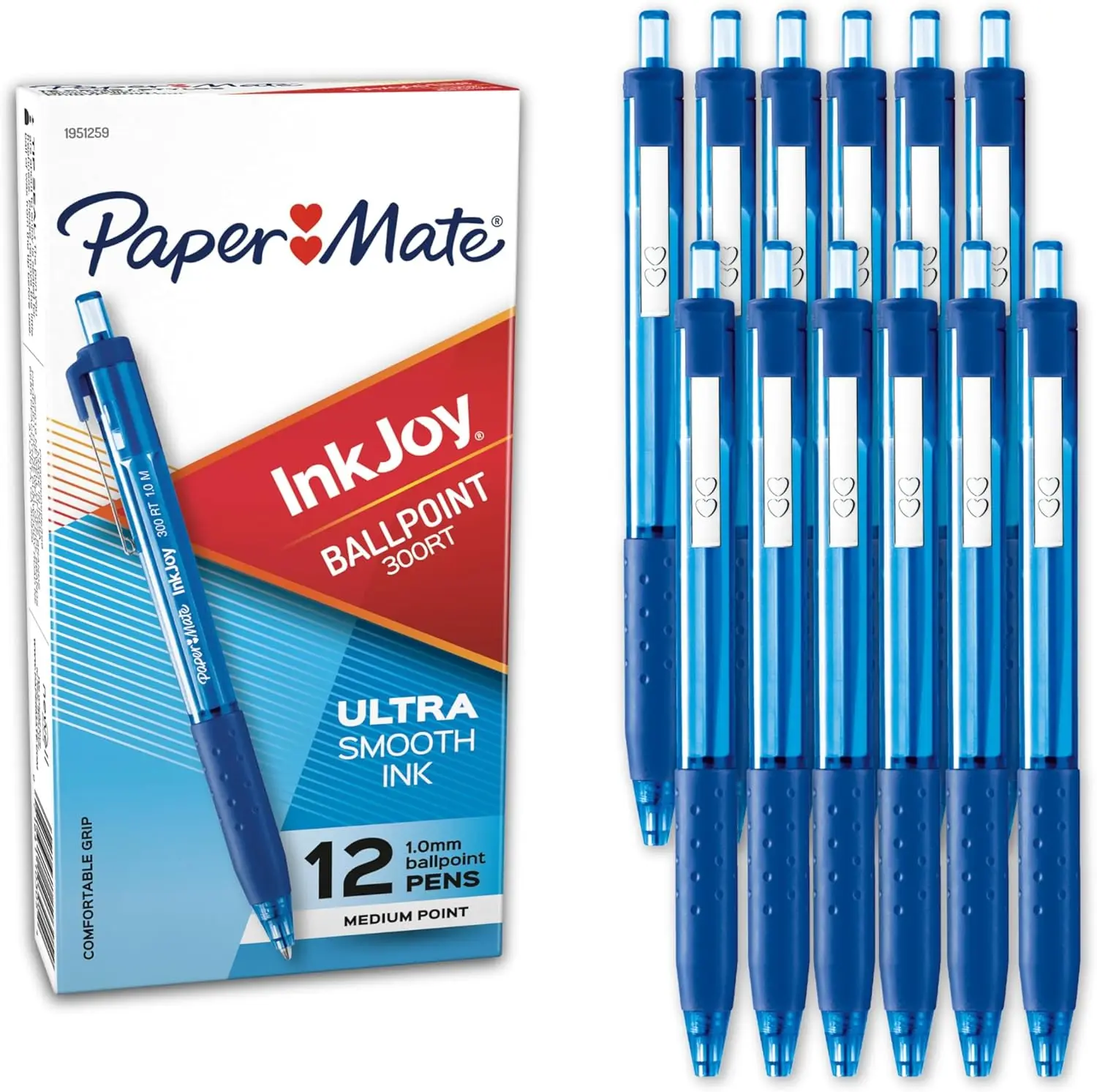 

Ultra-Smooth Retractable Ballpoint Pens, Medium Point 1.0mm Blue Ink, 12-Pack for Writing, Journaling, Office